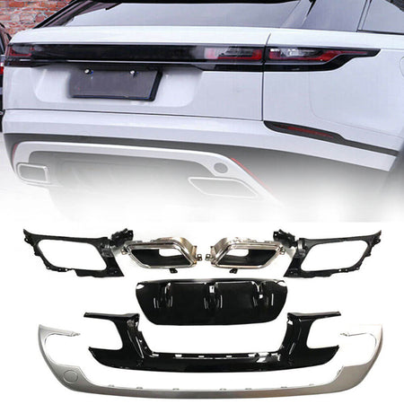 Land Rove Range Rover Velar 2017-2021 Silver Rear Bumper Diffuser With Exhaust Tips PP-Ahacarbon