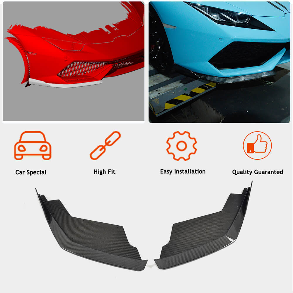 Lamborghini Huracan 2014-2018 Front Bumper Splitters Carbon Fiber-Ahacarbon