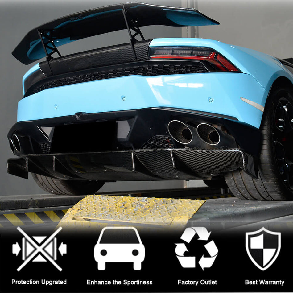 Lamborghini Huracan LP-610 2014-2018 Rear Bumper Diffuser Dry Carbon Fiber-Ahacarbon