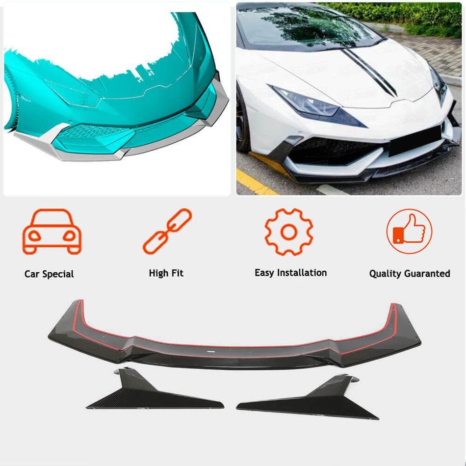 Lamborghini Huracan LP600 LP610 2014-2017 Front Bumper Lip Dry Carbon Fiber-Ahacarbon