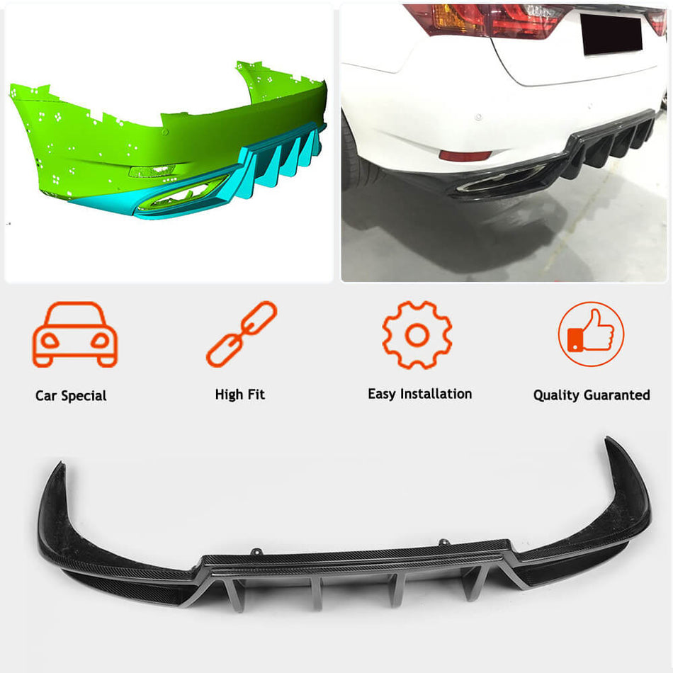 Lexus GS350 F Sport 2012-2015 Rear Bumper Diffuser Carbon Fiber-Ahacarbon