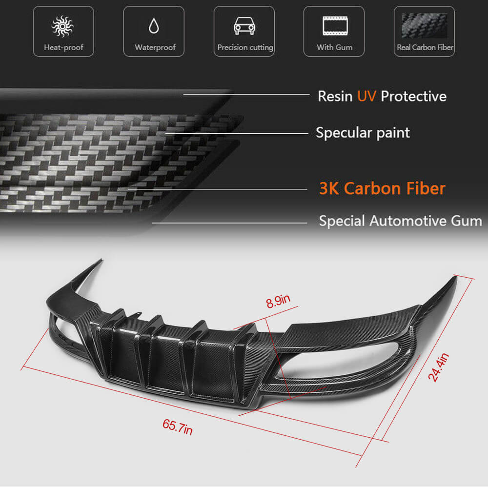 Lexus GS350 F Sport 2012-2015 Rear Bumper Diffuser Carbon Fiber-Ahacarbon