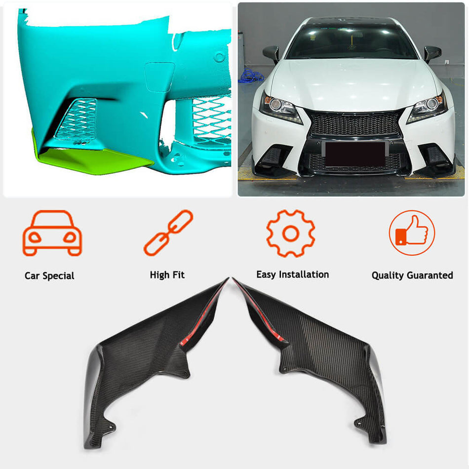 Lexus GS GS350 F Sport 2013-2015 Front Bumper Splitters Carbon Fiber-Ahacarbon