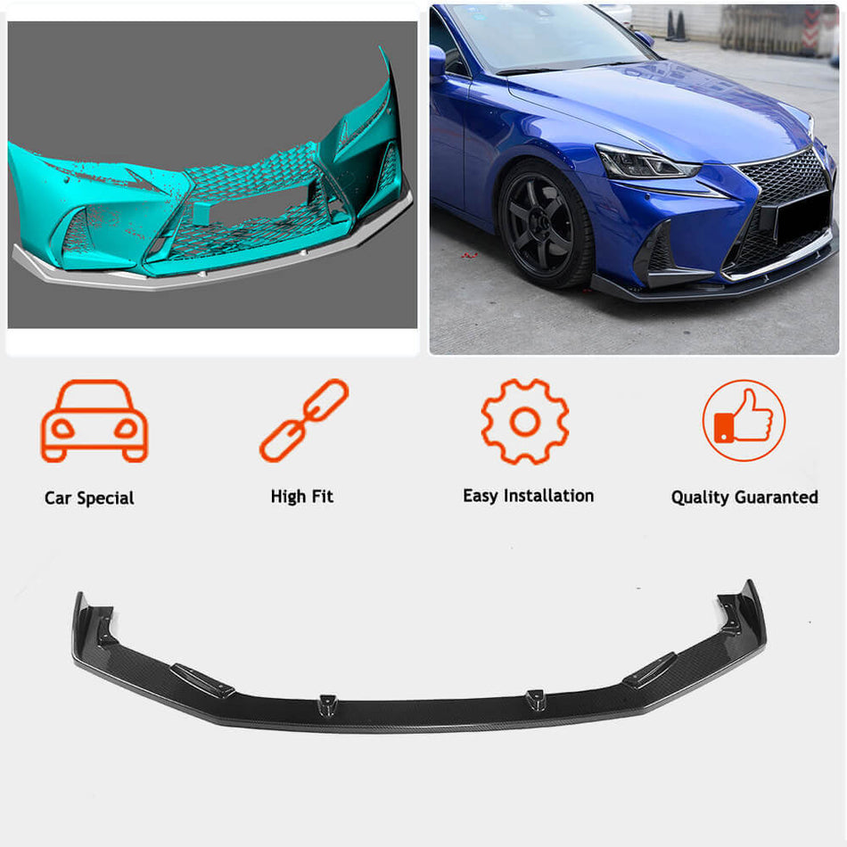 Lexus IS300 IS350 Base/F Sport 2017-2020 Front Bumper Lip Carbon Fiber-Ahacarbon