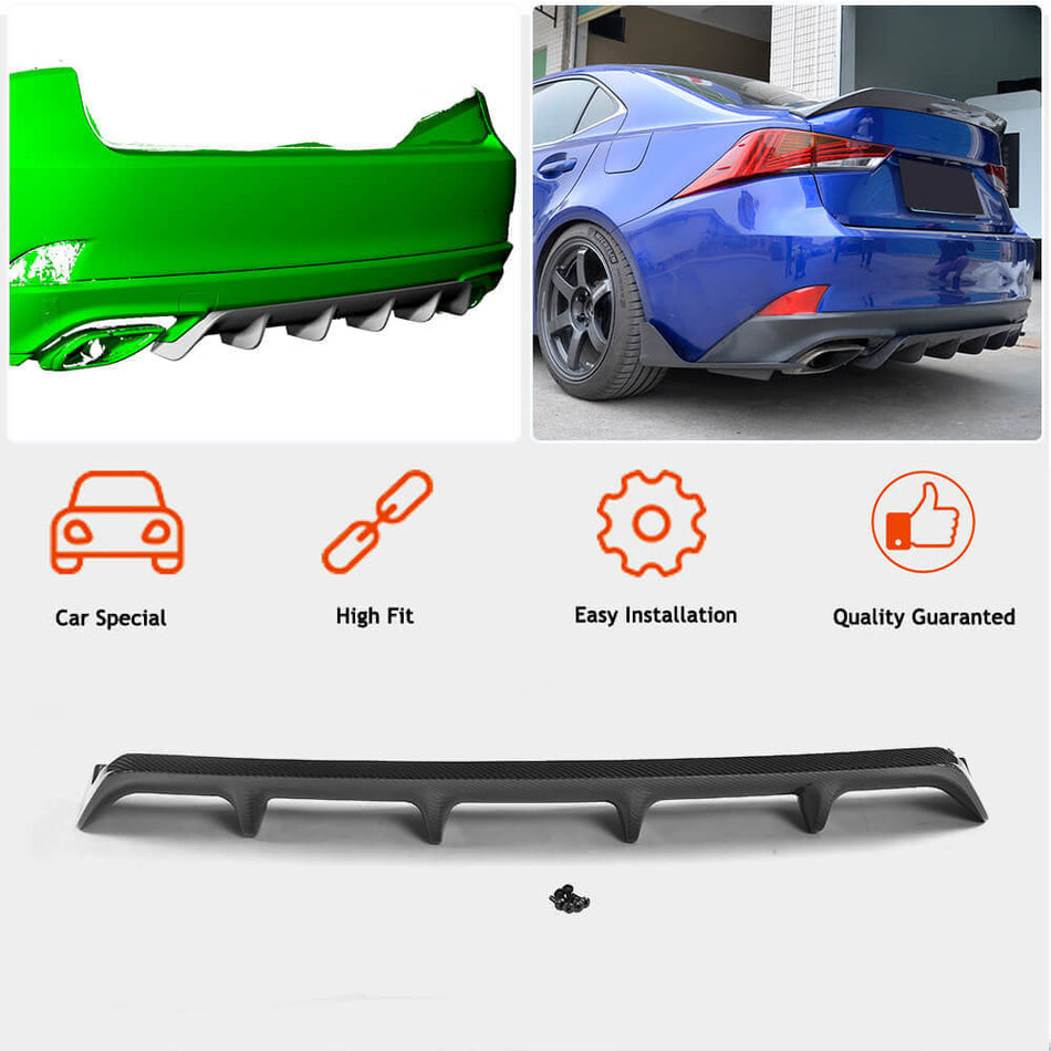 Lexus IS300 IS350 Base/F Sport 2017-2020 Rear Bumper Diffuser Carbon Fiber-Ahacarbon