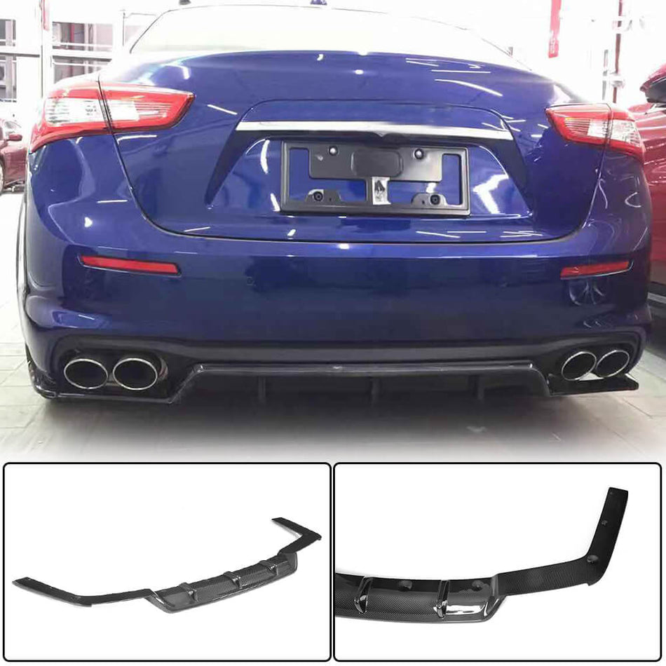 Maserati Ghibli Base 2018-2020 Rear Bumper Diffuser Carbon Fiber-Ahacarbon