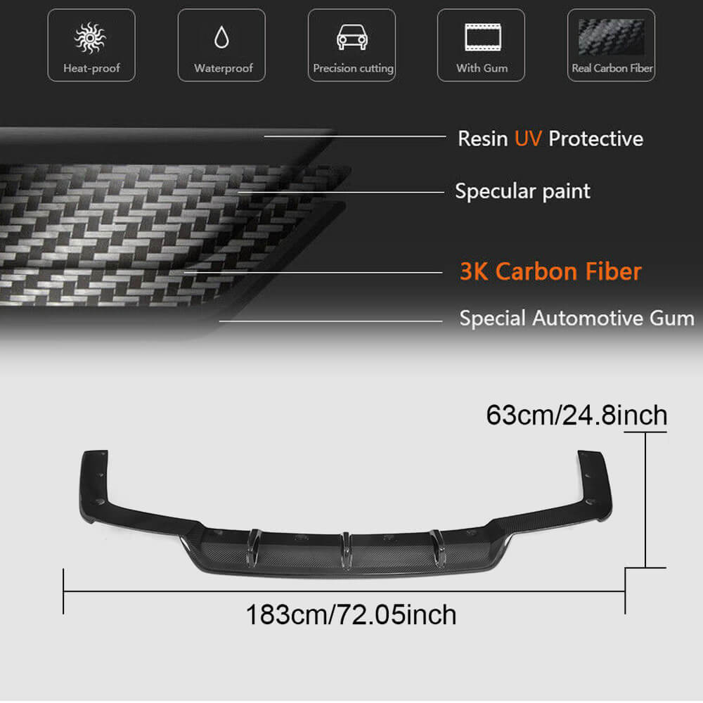 Maserati Ghibli Base 2018-2020 Rear Bumper Diffuser Carbon Fiber-Ahacarbon