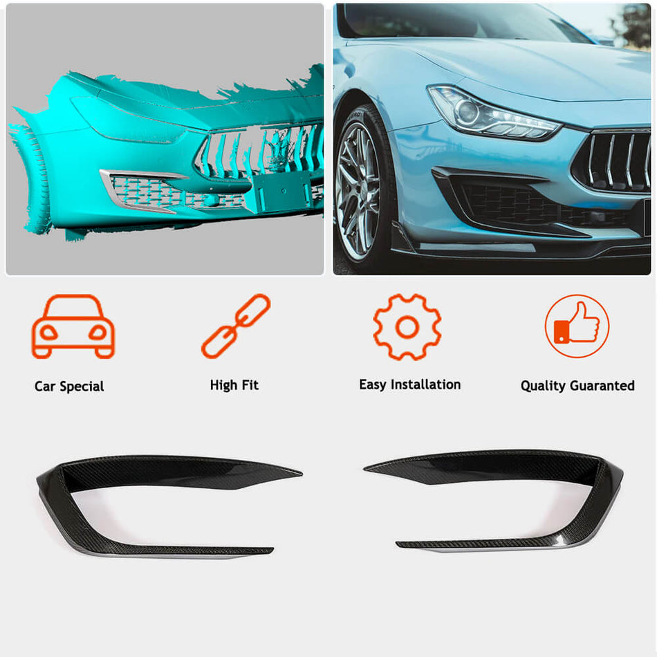 Maserati Ghibli Base Sedan 2018-2020 Front Bumper Vents Carbon Fiber-Ahacarbon