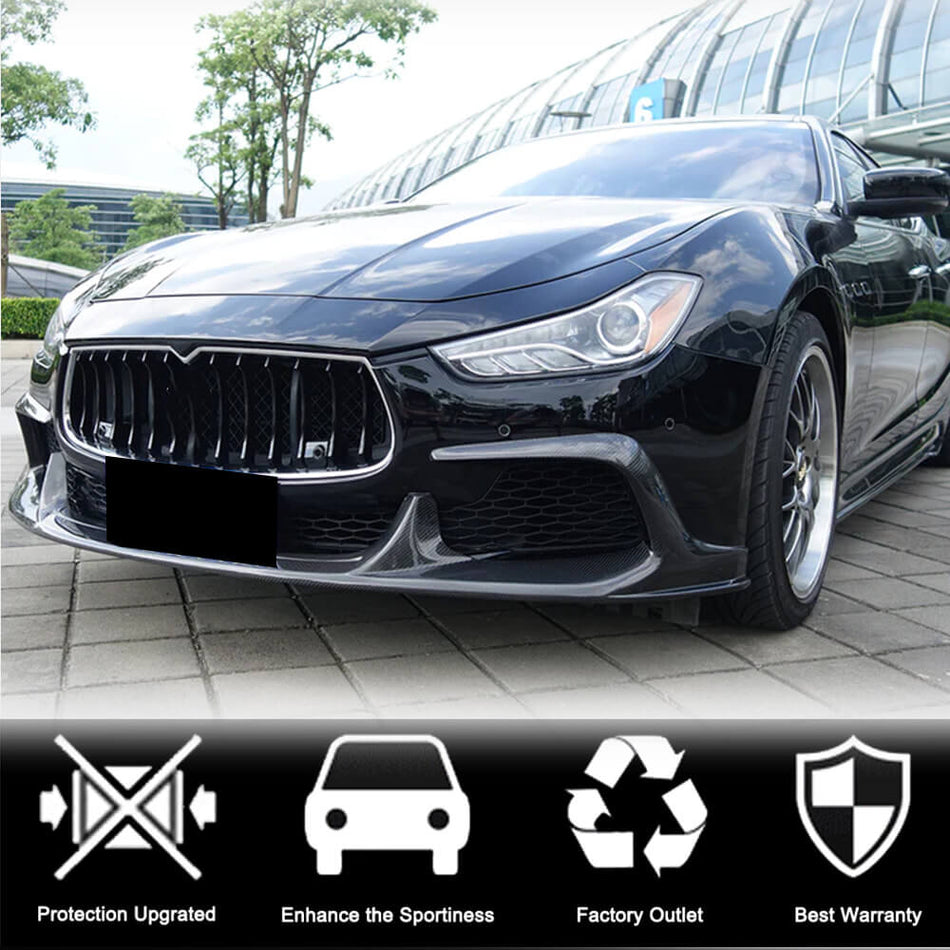 Maserati Ghibli M157 Pre-facelift 2014-2017 Front Bumper Lip Carbon Fiber-Ahacarbon