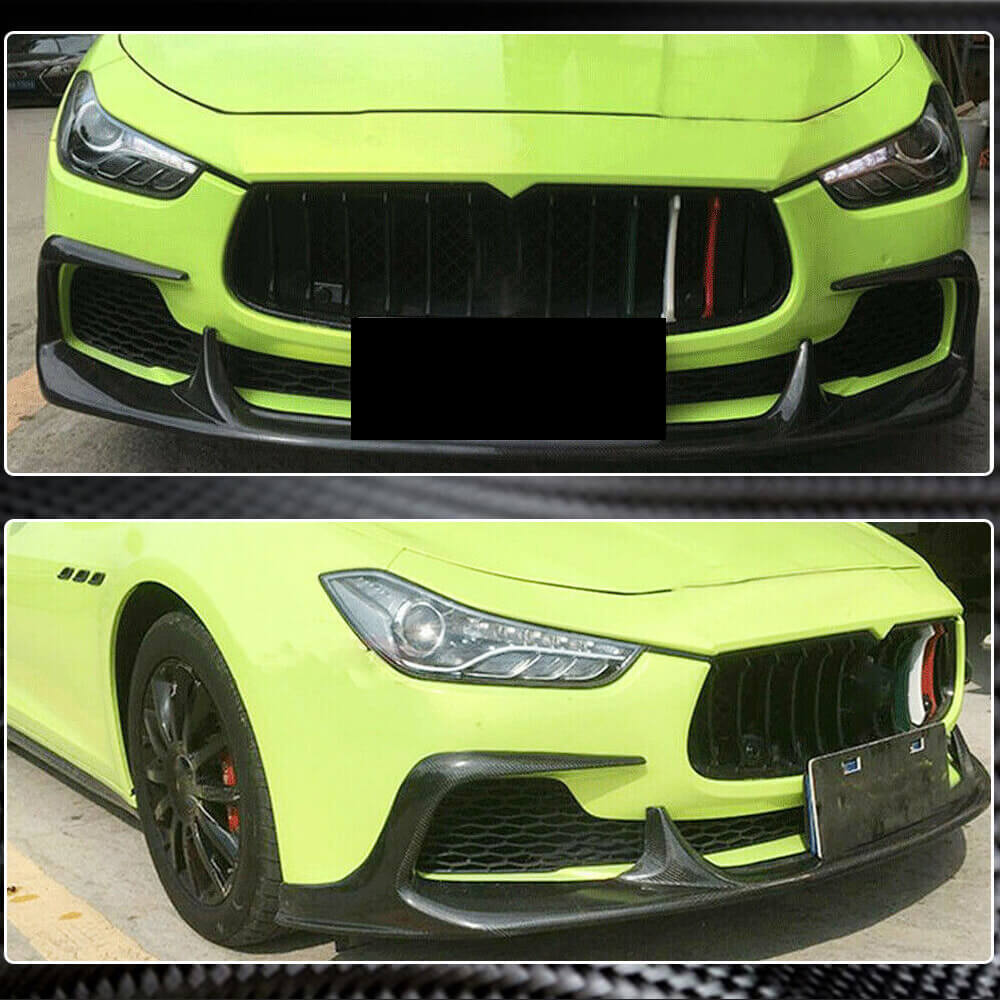 Maserati Ghibli M157 Pre-facelift 2014-2017 Front Bumper Lip Carbon Fiber-Ahacarbon