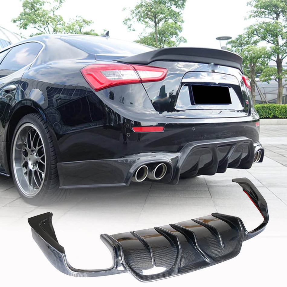 Maserati Ghibli S Q4 2014-2017 Rear Bumper Diffuser Carbon Fiber-Ahacarbon