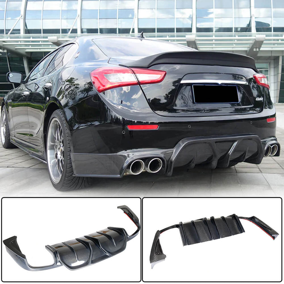 Maserati Ghibli S Q4 2014-2017 Rear Bumper Diffuser Carbon Fiber-Ahacarbon