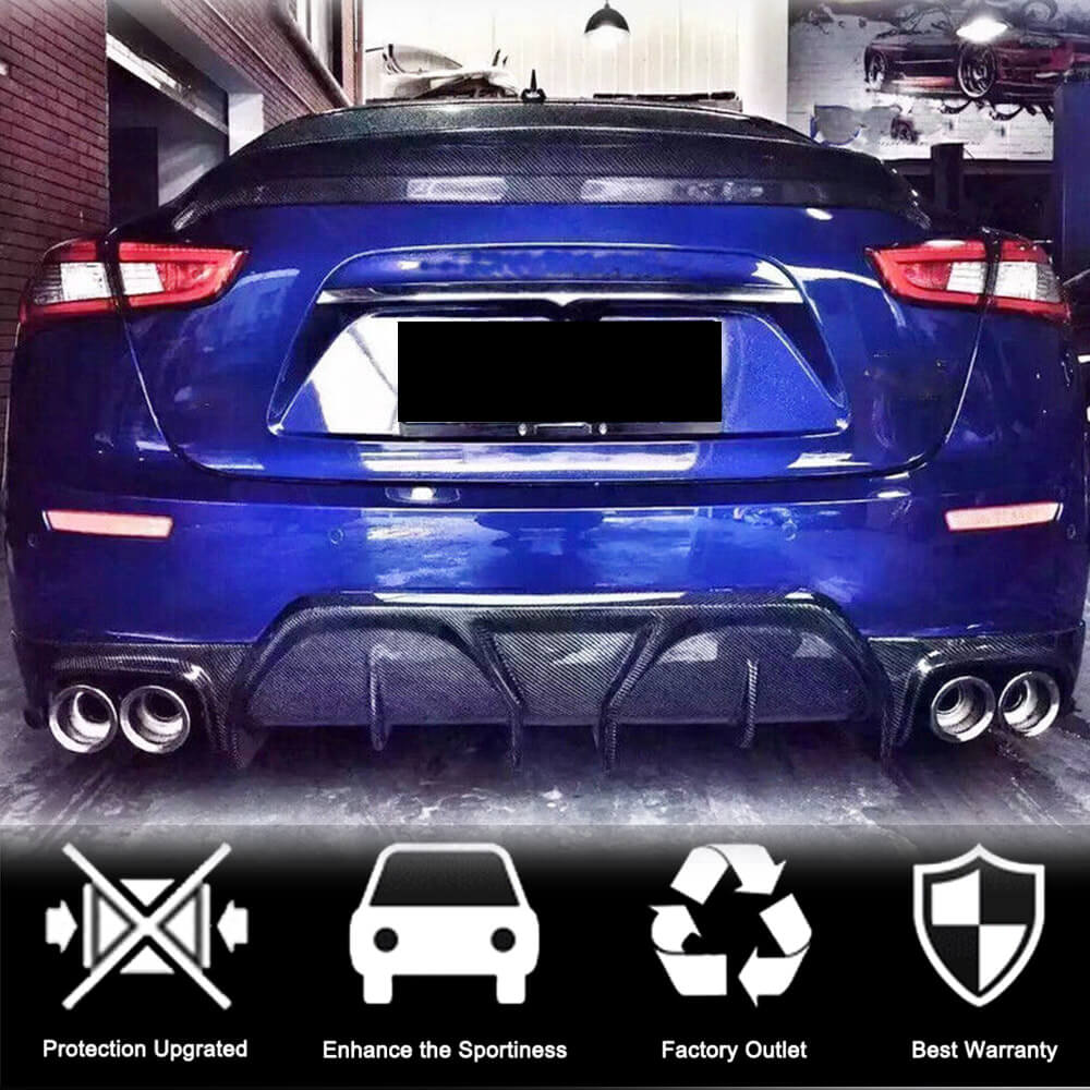 Maserati Ghibli S Q4 2014-2017 Rear Bumper Diffuser Carbon Fiber-Ahacarbon