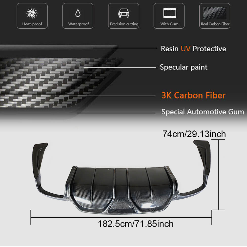Maserati Ghibli S Q4 2014-2017 Rear Bumper Diffuser Carbon Fiber-Ahacarbon