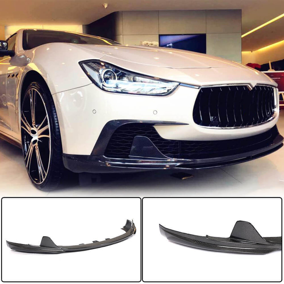 Maserati Ghibli S Q4 M157 Pre-facelift 2014-2017 Front Bumper Lip Carbon Fiber-Ahacarbon