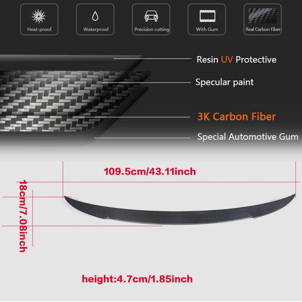 Maserati Ghibli S Q4 2014-2020 Rear Trunk Spoiler Carbon Fiber-Ahacarbon