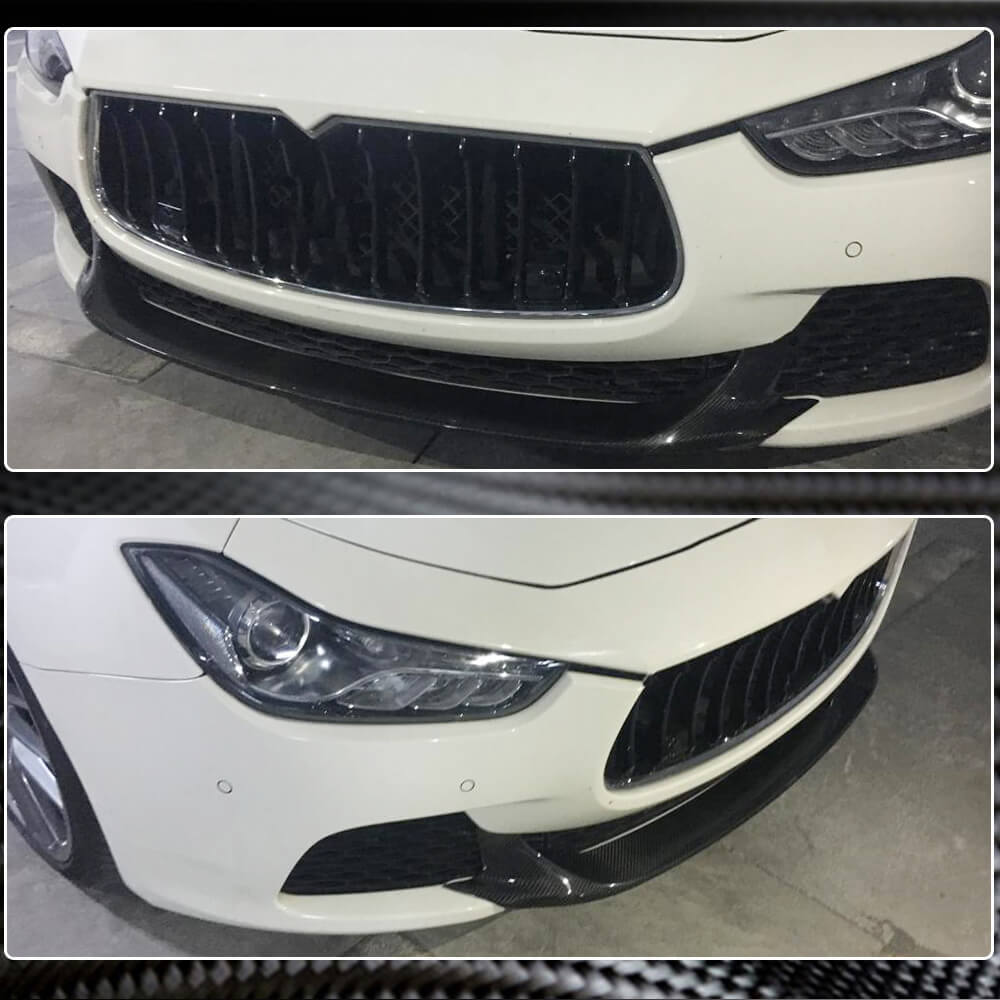 Maserati Ghibli M157 Pre-facelift 2014-2017 Front Bumper Lip Carbon Fiber-Ahacarbon