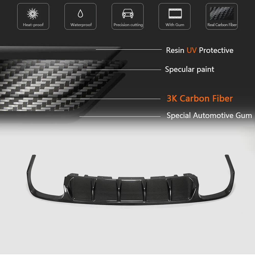 Maserati Ghibli S Q4 M157 Pre-facelift 2014-2017 Rear Bumper Diffuser Carbon Fiber-Ahacarbon