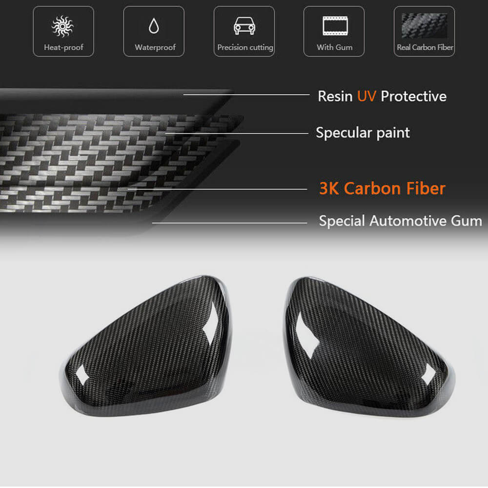 Maserati Granturismo GT GranCabrio 2008-2020 Mirror Covers Dry Carbon Fiber-Ahacarbon