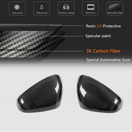Maserati Granturismo GT GranCabrio 2008-2020 Mirror Covers Dry Carbon Fiber-Ahacarbon