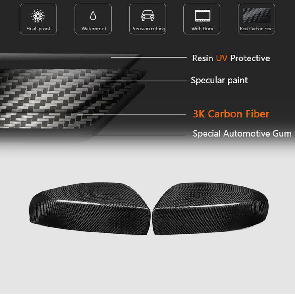 Maserati Quattroporte QP Ghibli 2018-2022 Mirror Covers Add-on Dry Carbon Fiber-Ahacarbon