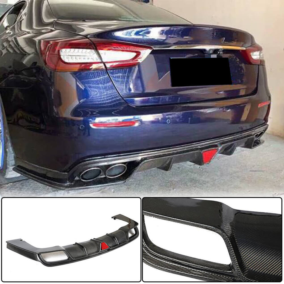 Maserati Quattroporte QP S Q4 2017-2019 Rear Bumper Diffuser Carbon Fiber-Ahacarbon