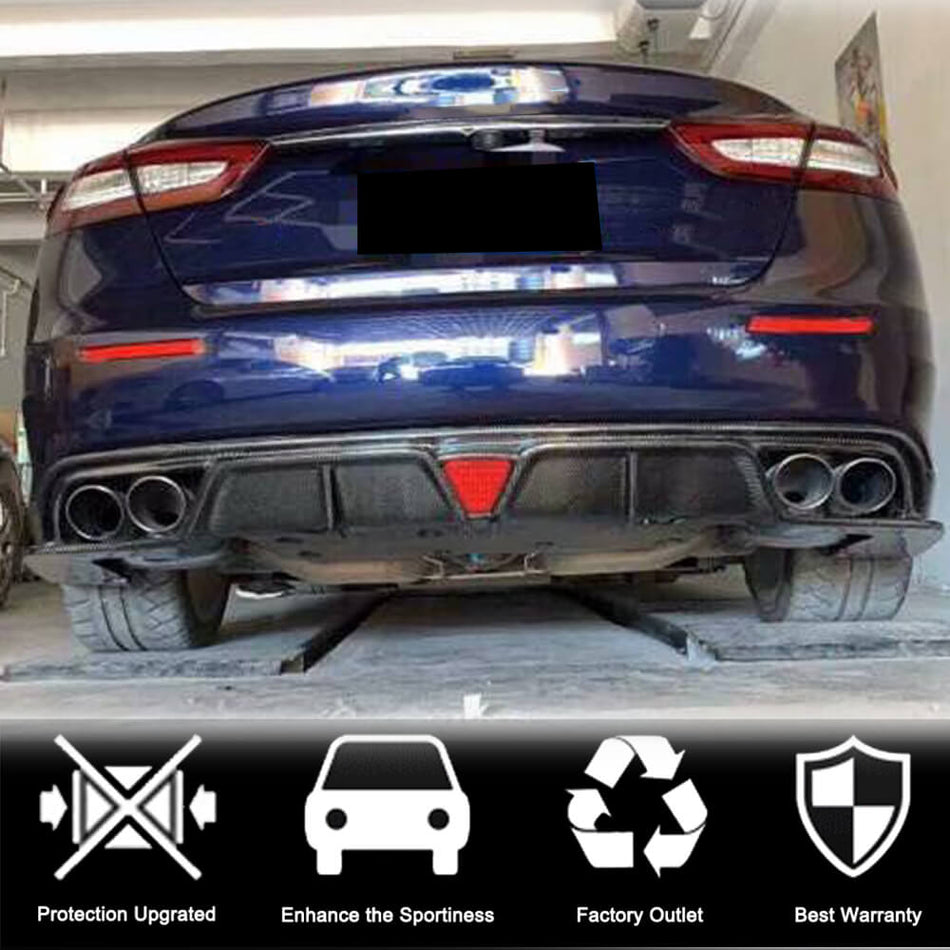 Maserati Quattroporte QP S Q4 2017-2019 Rear Bumper Diffuser Carbon Fiber-Ahacarbon