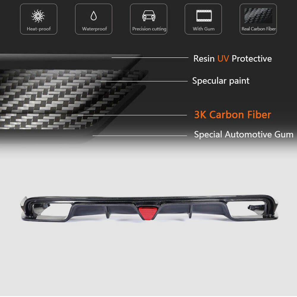 Maserati Quattroporte QP S Q4 2017-2019 Rear Bumper Diffuser Carbon Fiber-Ahacarbon