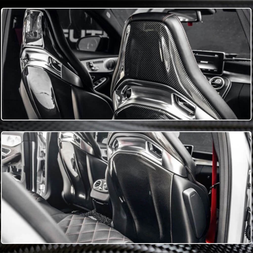 Mercedes Benz A35 A45 C43 C63 AMG S CLA35 GLA45 AMG Seat Back Covers Dry Carbon Fiber-Ahacarbon