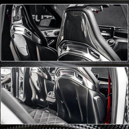 Mercedes Benz A35 A45 C43 C63 AMG S CLA35 GLA45 AMG Seat Back Covers Dry Carbon Fiber-Ahacarbon