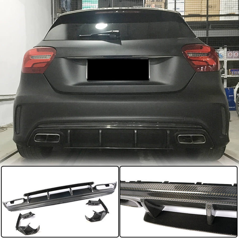 Mercedes Benz A Class W176 Sport A45 AMG 2013-2018 Rear Bumper Diffuser Carbon Fiber-Ahacarbon