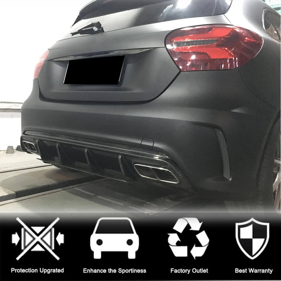 Mercedes Benz A Class W176 Sport A45 AMG 2013-2018 Rear Bumper Diffuser Carbon Fiber-Ahacarbon
