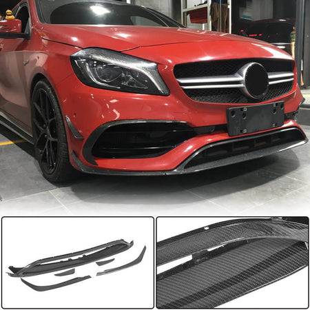 Mercedes Benz A Class W176 Sport A45 Facelift 2016-2018 Front Bumper Lip Carbon Fiber-Ahacarbon