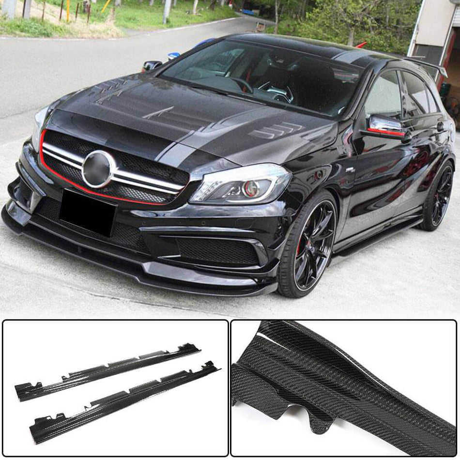 Mercedes Benz A Class W176 Sport A45 2013-2018 Side Skirts Carbon Fiber-Ahacarbon