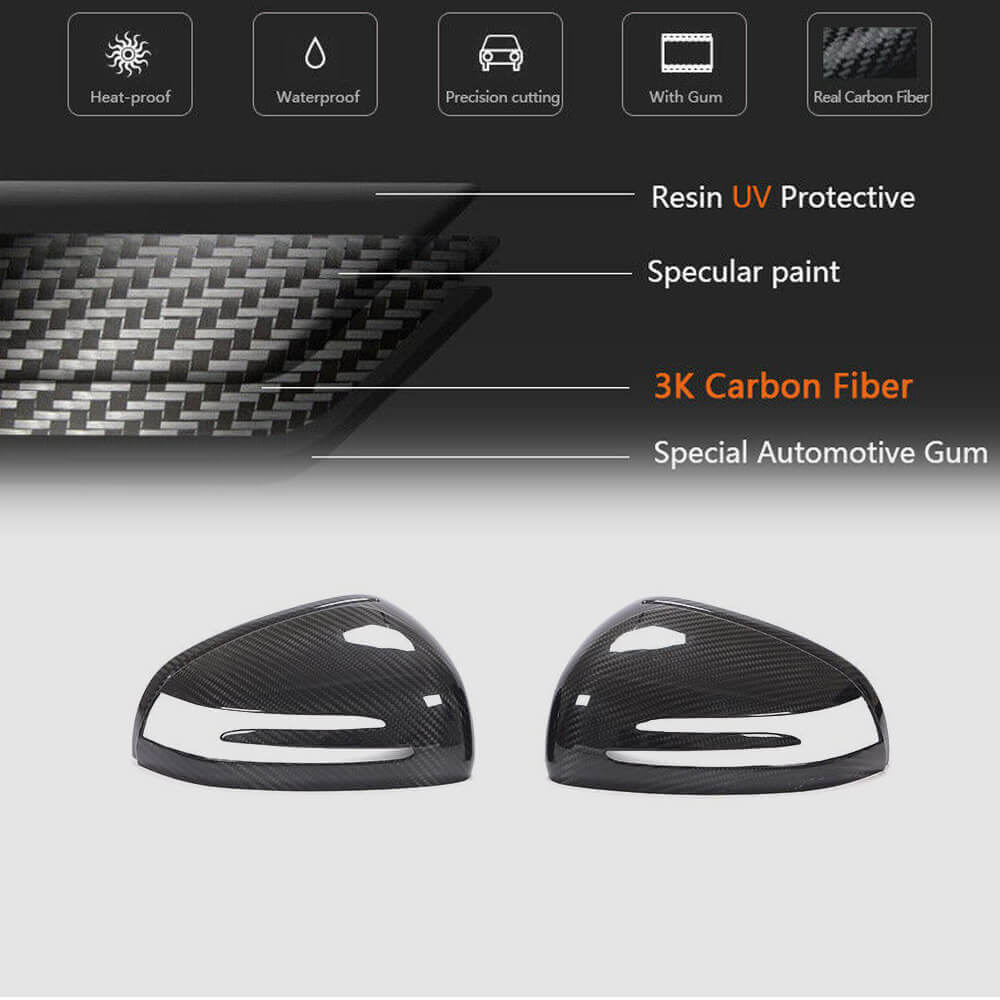 Mercedes Benz AMG GT SLK R172 SLC SL Mirror Covers Pair Dry Carbon Fiber-Ahacarbon