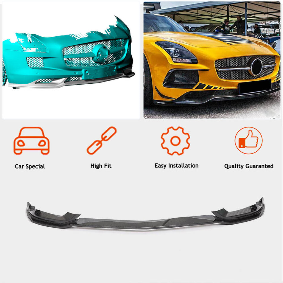 Mercedes Benz C197 R197 SLS AMG 2010-2013 Front Bumper Lip Carbon Fiber-Ahacarbon