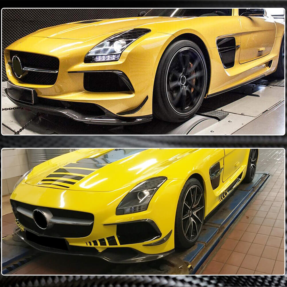 Mercedes Benz C197 R197 SLS AMG 2010-2013 Front Bumper Lip Carbon Fiber-Ahacarbon