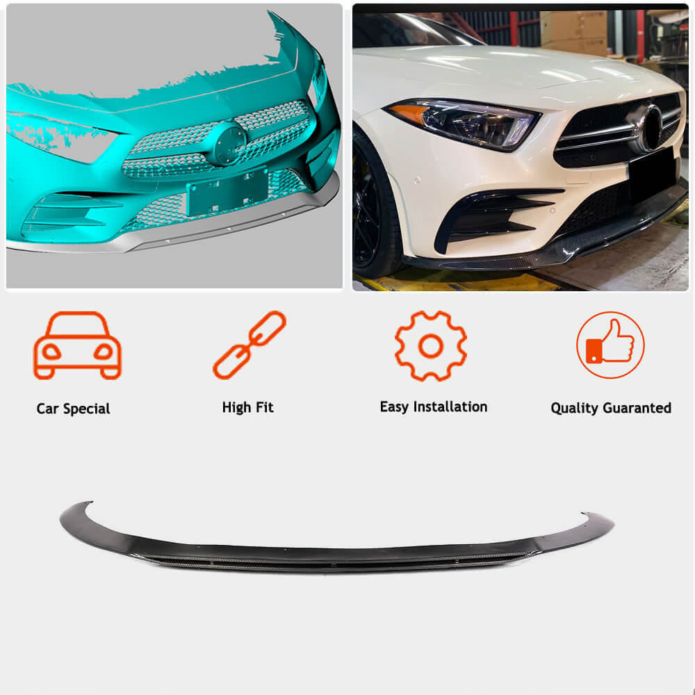 Mercedes Benz C257 Sport CLS53 AMG 2018-2020 Front Bumper Lip Carbon Fiber-Ahacarbon