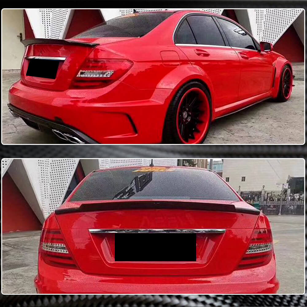Mercedes Benz C Class W204 2007-2014 Rear Trunk Spoiler Carbon Fiber-Ahacarbon