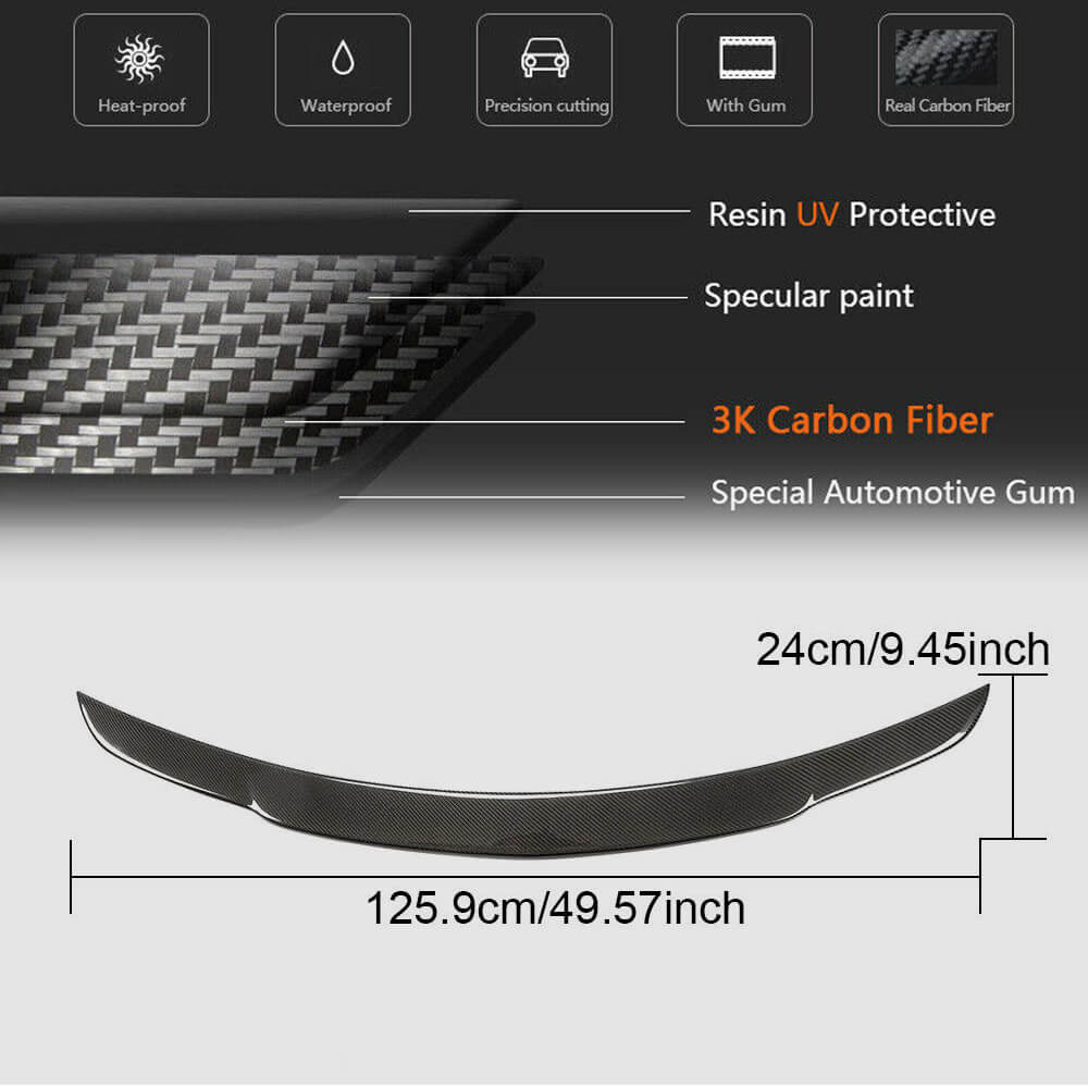 Mercedes Benz C Class W204 2007-2014 Rear Trunk Spoiler Carbon Fiber-Ahacarbon
