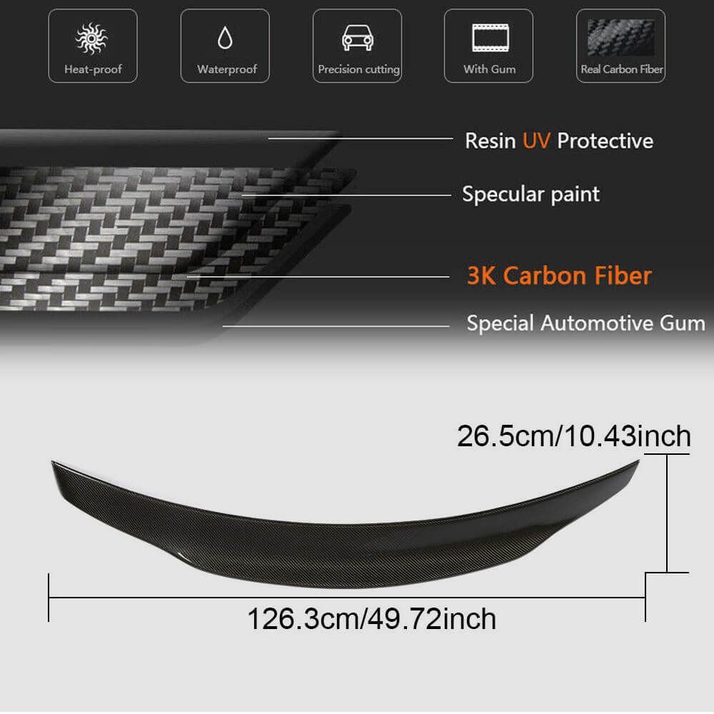 Mercedes Benz C Class W204 C200 C300 C63 Sedan 2007-2014 Rear Trunk Spoiler Carbon Fiber-Ahacarbon
