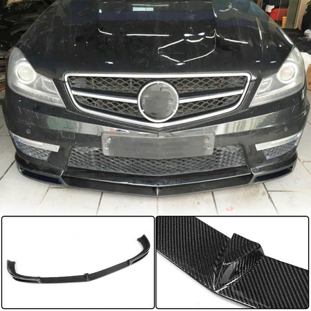 Mercedes Benz C Class W204 C204 C63 AMG Facelift 2012-2014 Front Bumper Lip Carbon Fiber-Ahacarbon