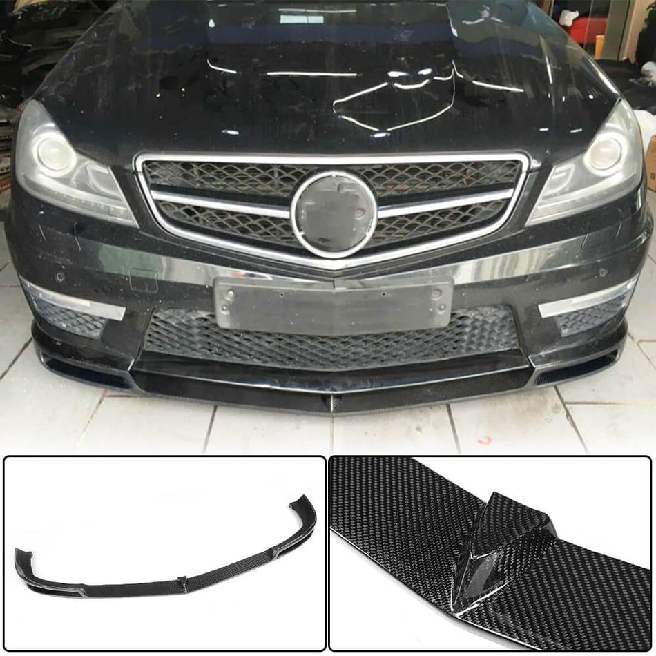Mercedes Benz C Class W204 C204 C63 AMG Facelift 2012-2014 Front Bumper Lip Carbon Fiber-Ahacarbon