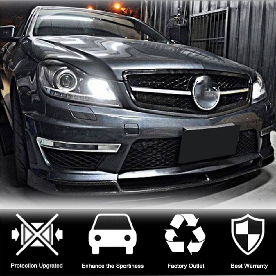 Mercedes Benz C Class W204 C204 C63 AMG Facelift 2012-2014 Front Bumper Lip Carbon Fiber-Ahacarbon