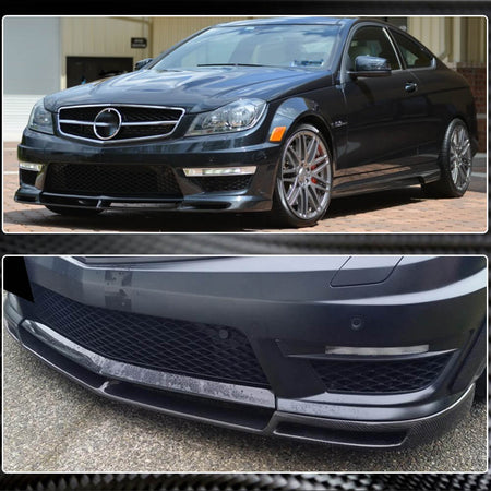 Mercedes Benz C Class W204 C204 C63 AMG Facelift 2012-2014 Front Bumper Lip Carbon Fiber-Ahacarbon