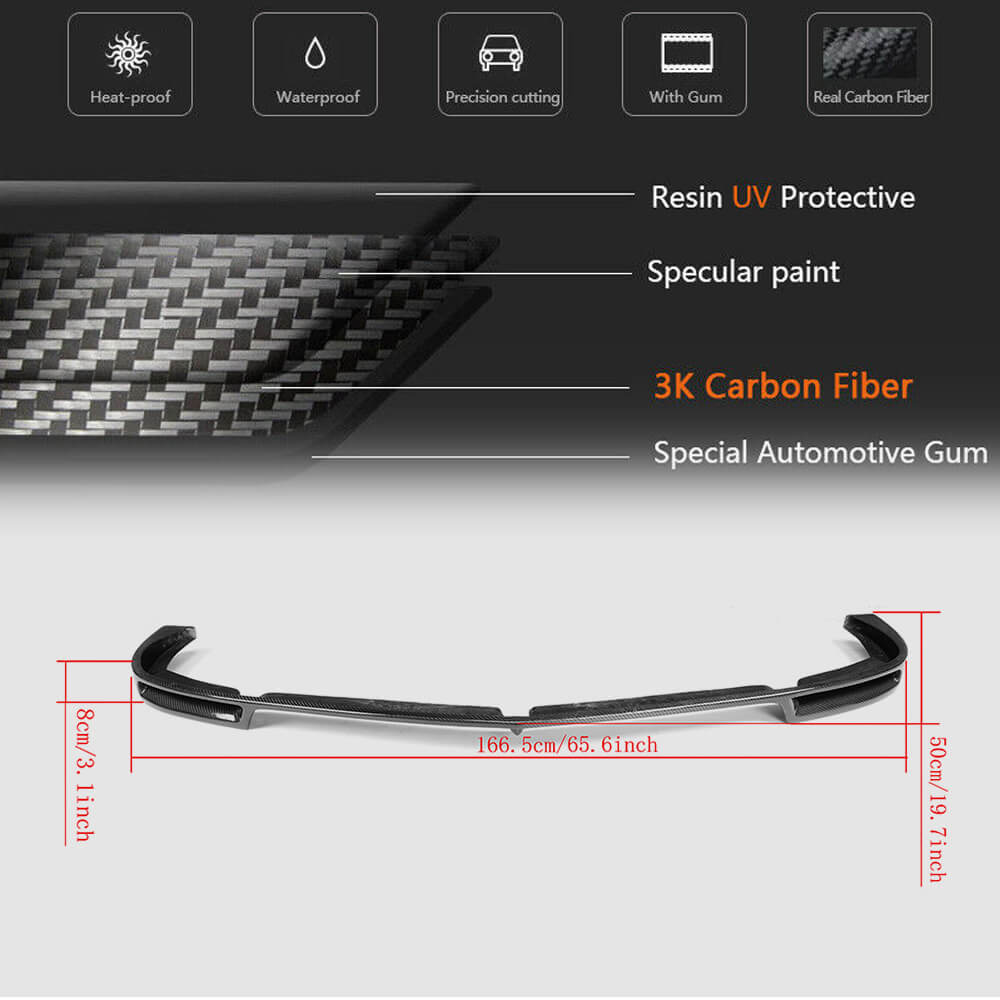 Mercedes Benz C Class W204 C204 C63 AMG Facelift 2012-2014 Front Bumper Lip Carbon Fiber-Ahacarbon