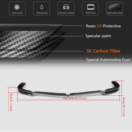Mercedes Benz C Class W204 C204 C63 AMG Facelift 2012-2014 Front Bumper Lip Carbon Fiber-Ahacarbon