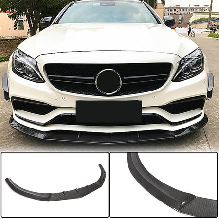 Mercedes Benz W205 C63 (S) AMG Pre-facelift 2015-2019 Front Bumper Lip Carbon Fiber-Ahacarbon