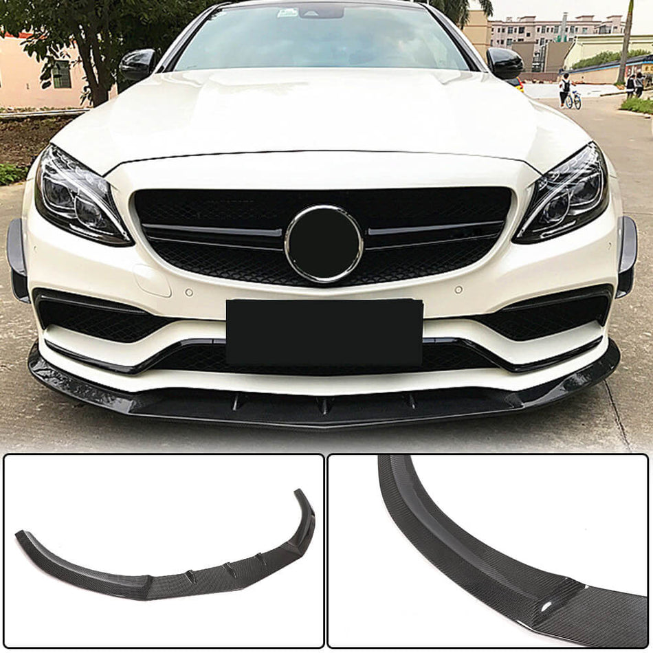 Mercedes Benz W205 C63 (S) AMG Pre-facelift 2015-2019 Front Bumper Lip Carbon Fiber-Ahacarbon