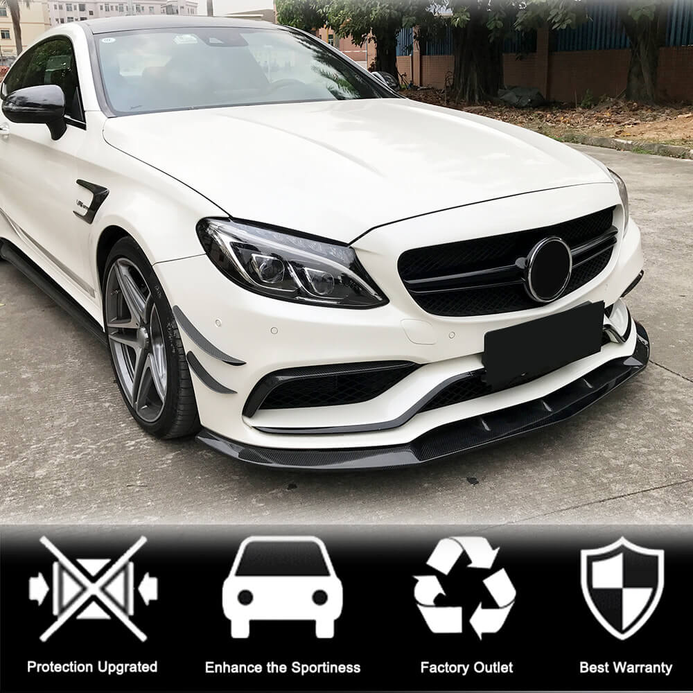 Mercedes Benz W205 C63 (S) AMG Pre-facelift 2015-2019 Front Bumper Lip Carbon Fiber-Ahacarbon